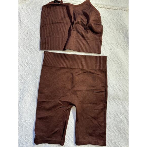 Bozzolo Ribbed Seamless 2-Piece Set – Brown | Size S/M - Picture 1 of 5